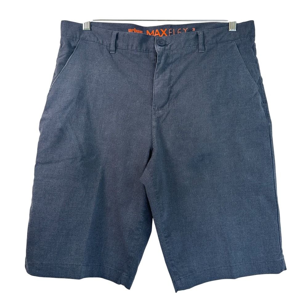 Urban Pipeline Max Flex Mens 36 Gray Flat Front Stretch Utility Shorts 11 Inseam